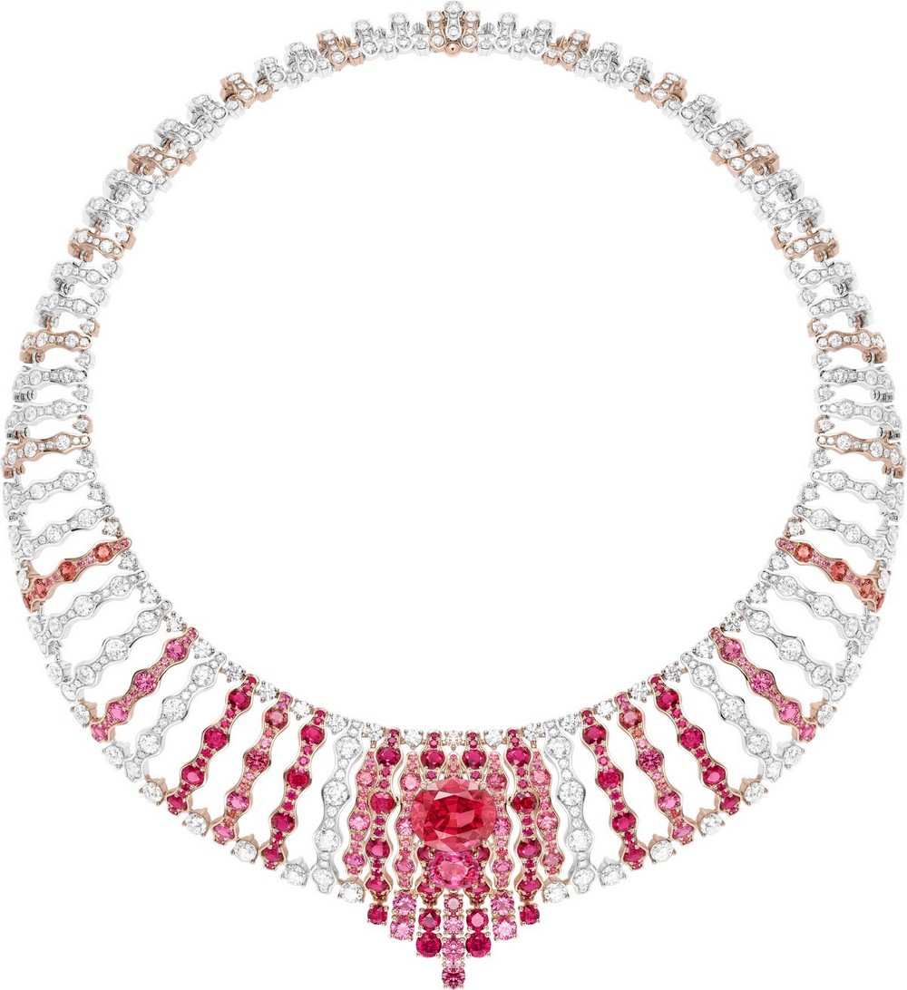 Collana del set “Wave Illusion” in diamante, rubino e spinello