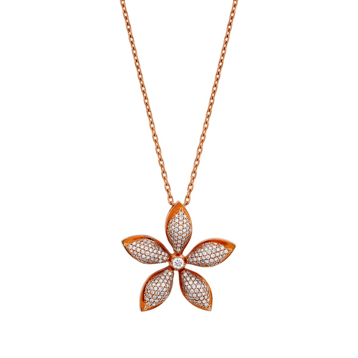 Collana Apple Seed in oro rosa 18kt, con diamanti G-VS-SI per un totale di 2,69 ct.