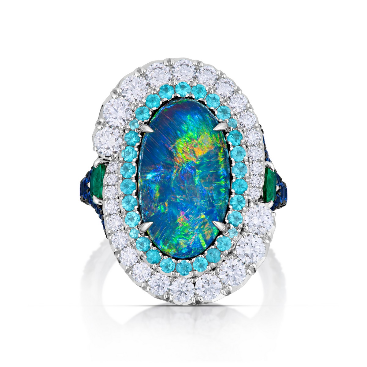 Anello di platino con Opale nero australiano di Lightning Ridge, Primo posto in Bridal Wear
