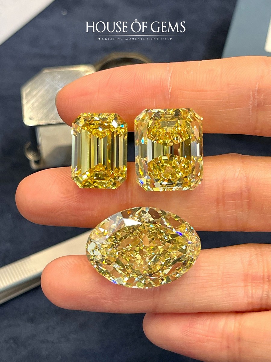 Tre diamanti gialli da oltre 15 carati