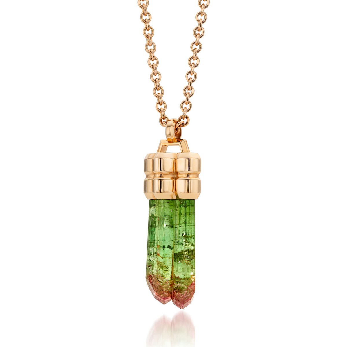 Collana della collezione “Earth’s Treasures” con tormalina watermelon di Paprok, dal peso di 62,67 carati